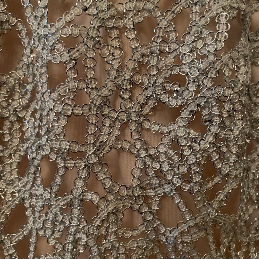 B.Darlin Silver Lace Overlay Prom Dress - Picture 9 of 9